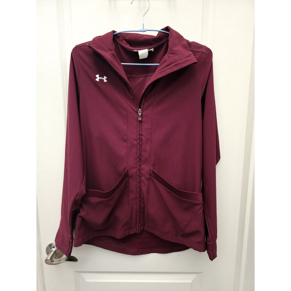 Under Armour Womens Medium M Maroon Burgundy Full Zip Track Jacket Activewear